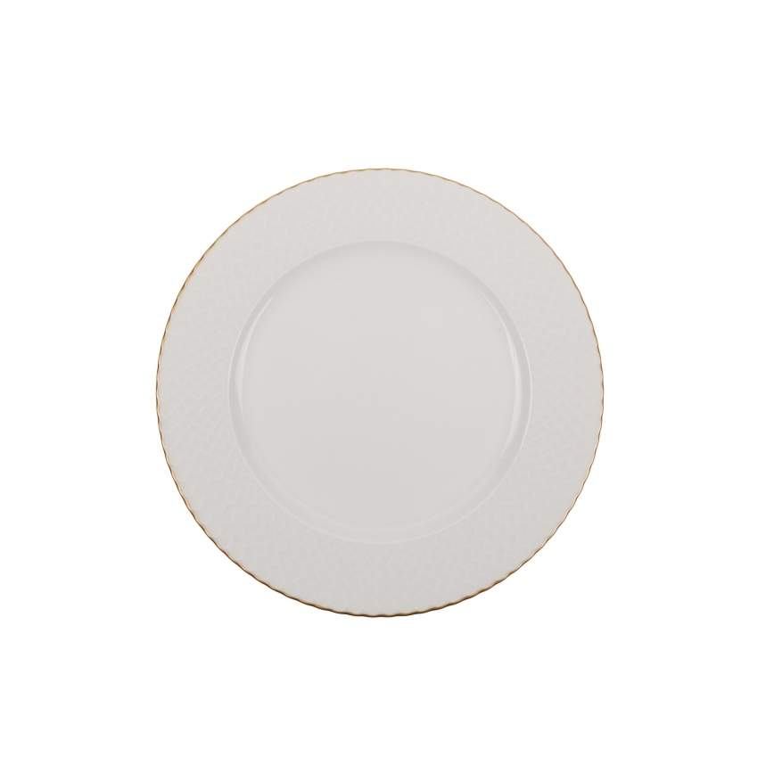 Porcelāna servīze 18 daļas — balta/zelta