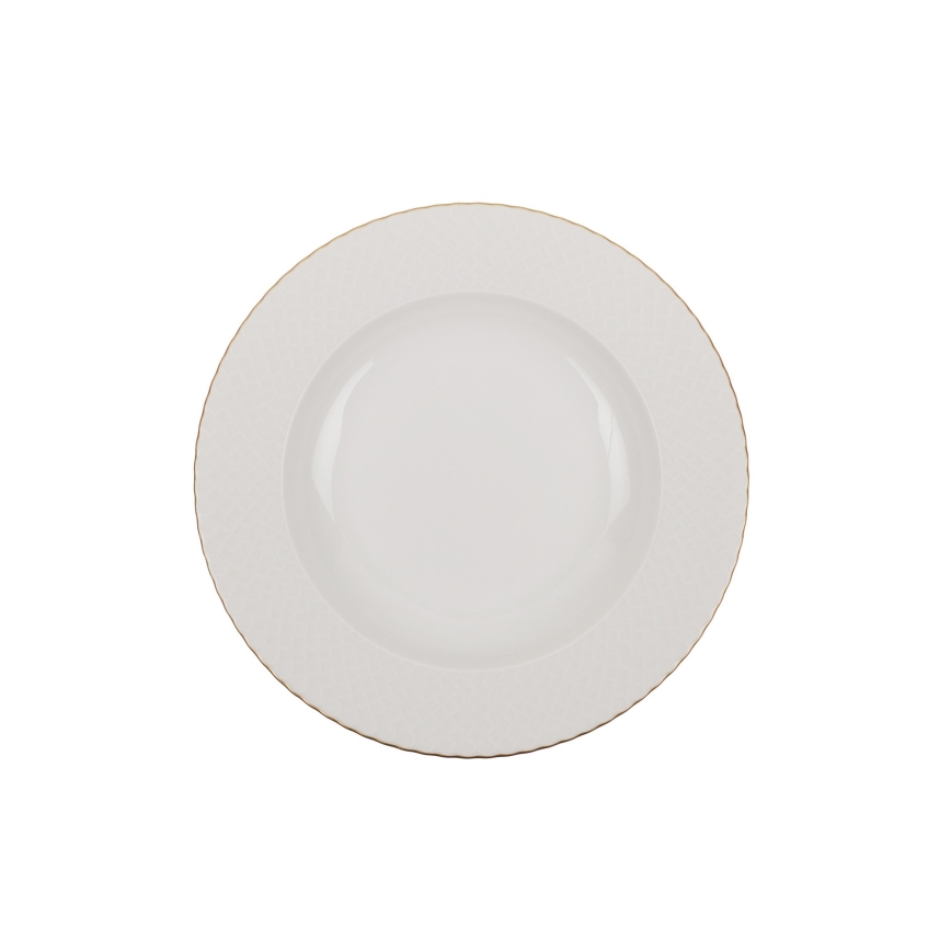 Porcelāna servīze 18 daļas — balta/zelta