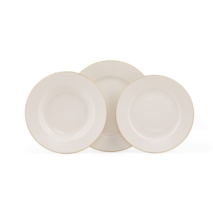 Porcelāna servīze 18 daļas — balta/zelta
