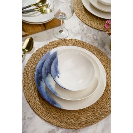Porcelāna servīze, 24 daļas, balta/zila