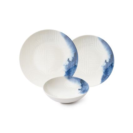 Porcelāna servīze, 24 daļas, balta/zila