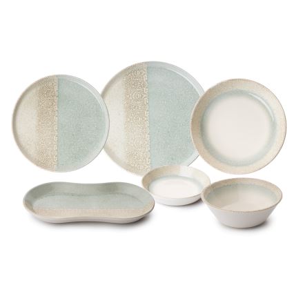 Porcelāna servīze 27 gab., bēšs/zaļš