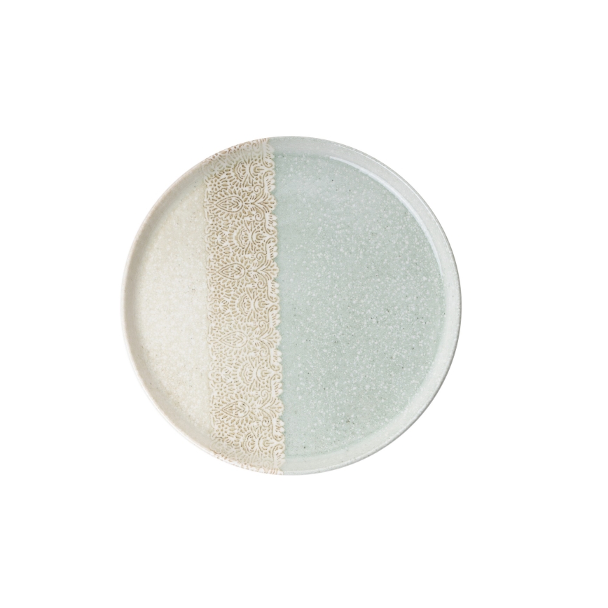 Porcelāna servīze 27 gab., bēšs/zaļš