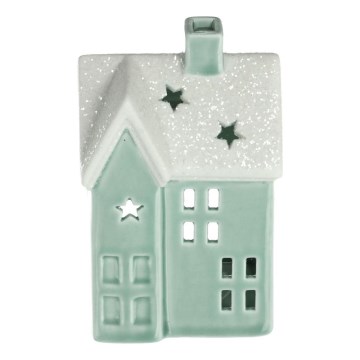 Porcelāna sveču mājiņa 11,1 cm piparmētru krāsa