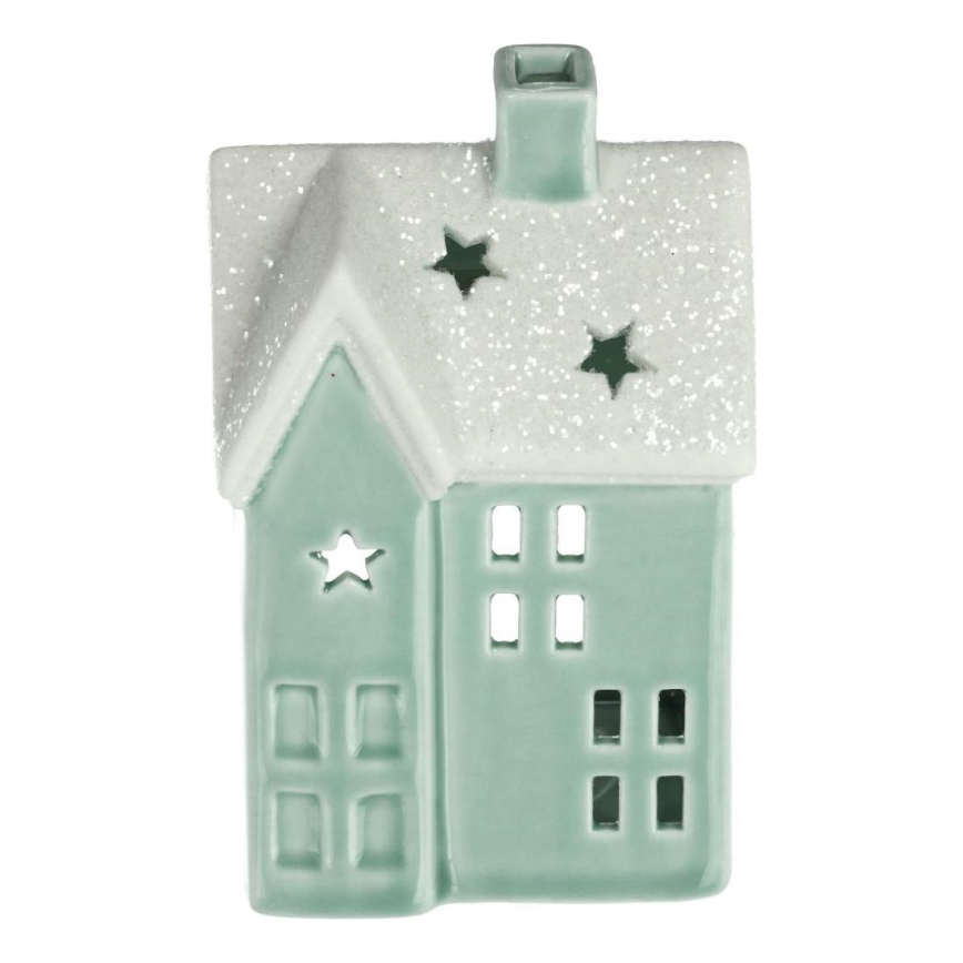 Porcelāna sveču mājiņa 11,1 cm piparmētru krāsa