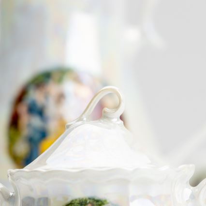 Porcelāna tējas komplekts perlamutra balta