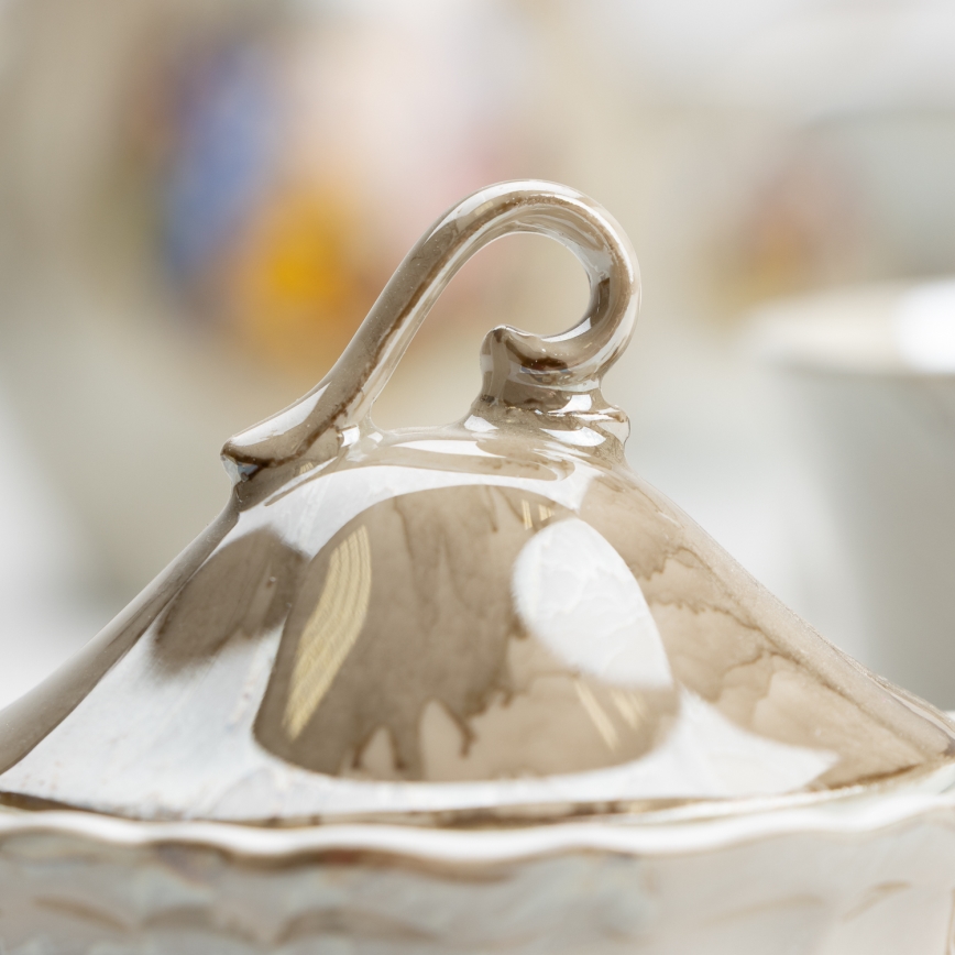 Porcelāna tējas komplekts marmors brūna