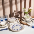 Porcelāna trauku komplekts 24 gab. balts/zils/sarkans