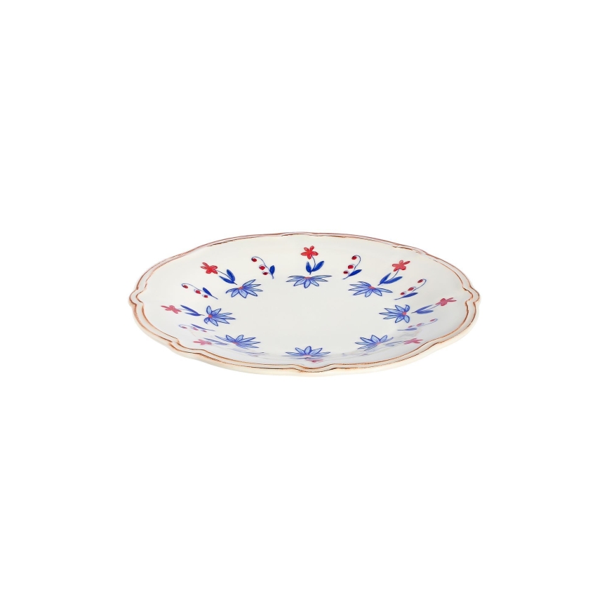 Porcelāna trauku komplekts 24 gab. balts/zils/sarkans