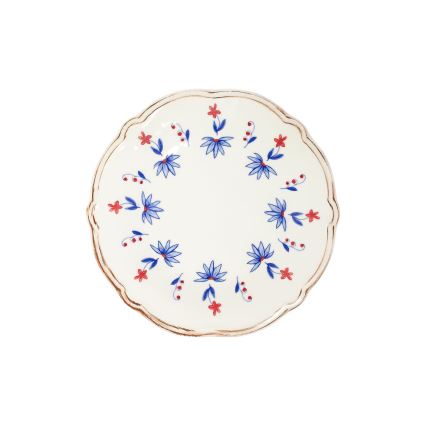 Porcelāna trauku komplekts 24 gab. balts/zils/sarkans