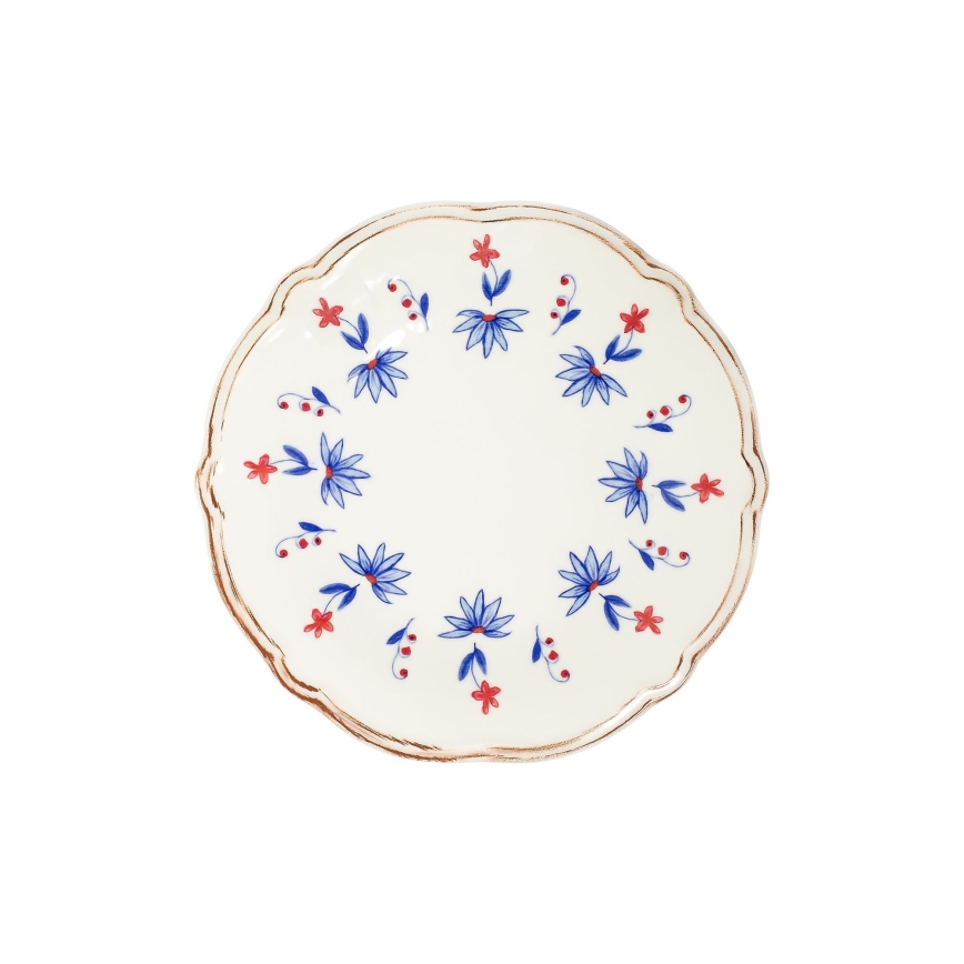 Porcelāna trauku komplekts 24 gab. balts/zils/sarkans