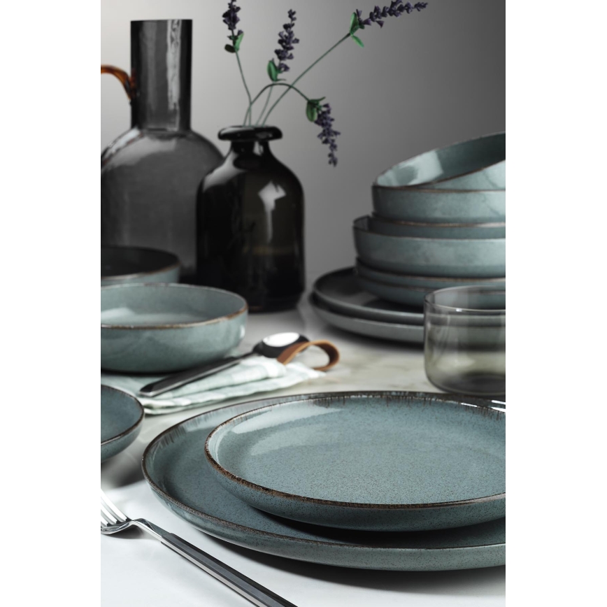 Porcelāna vakariņu servīze, 16 daļu, pelēka