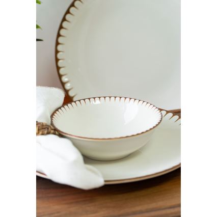 Porcelāna vakariņu servīze, 18 daļas, balta/brūna