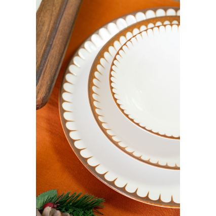 Porcelāna vakariņu servīze, 18 daļas, balta/brūna