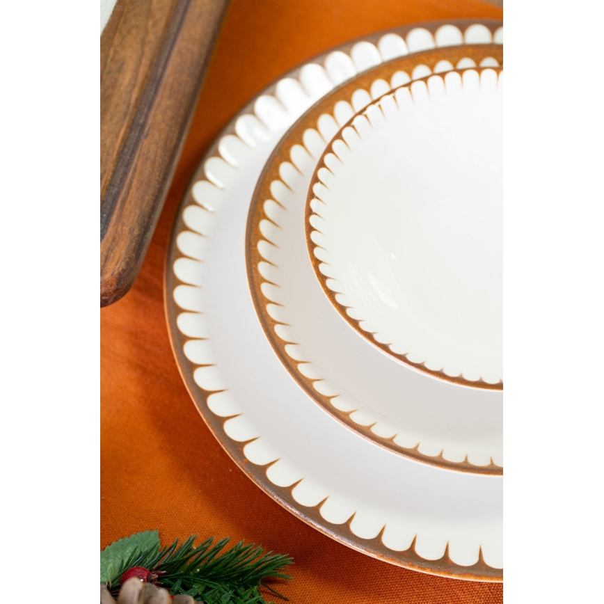 Porcelāna vakariņu servīze, 18 daļas, balta/brūna