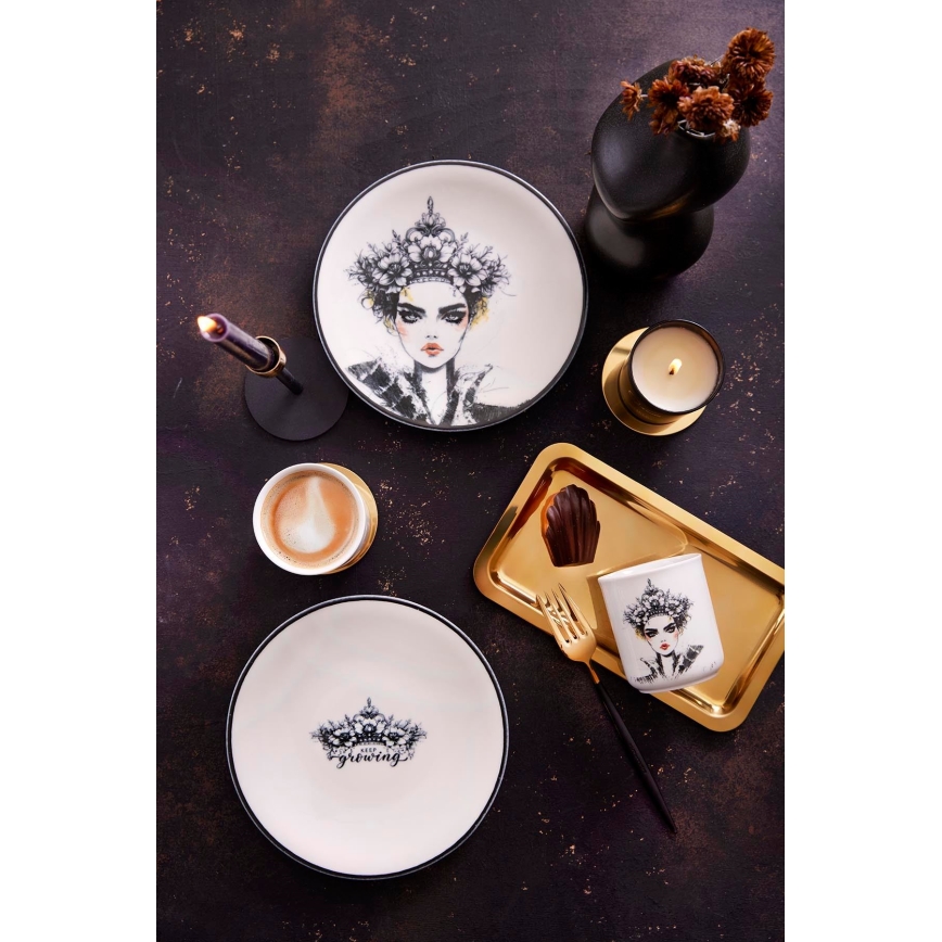 Porcelāna vakariņu servīze, 4 gab., melna/balta