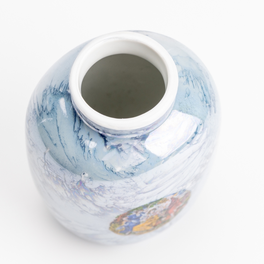 Porcelāns vāze 12,5x9 cm perlamutra zila grācijas