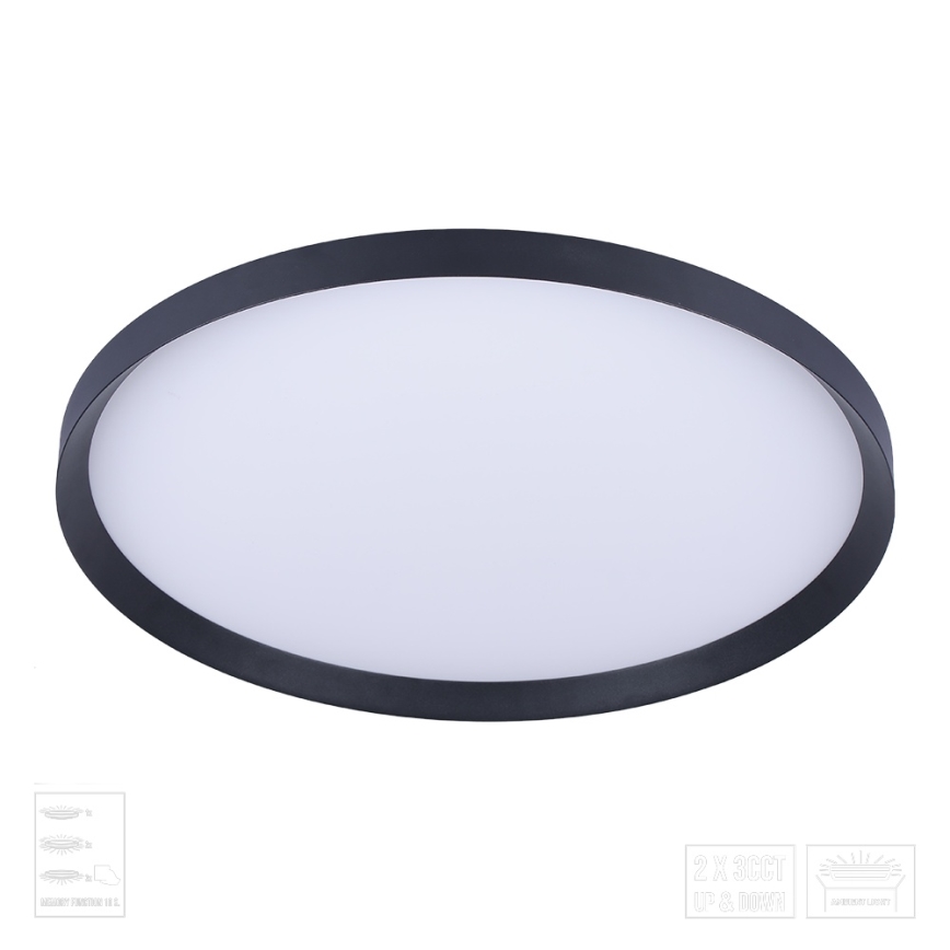 Prezent 17311 - ADRA LED griestu gaismeklis LED/42W/230V + LED/13W 3000/4000/6000K Ø 48,5 cm melns