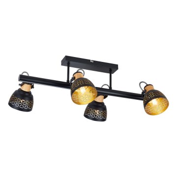 Prezent 27524 - Virsapmetuma lustra MESCALA 4xE14/40W/230V melna/gumijkoks