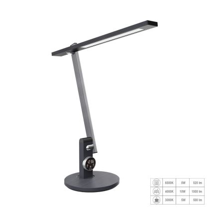 Prezent 31215 - LED Aptumšojama skārienvadāma pielāgojama galda lampa ar ekrāns PUNK LED/12W/230V 3000-6500K