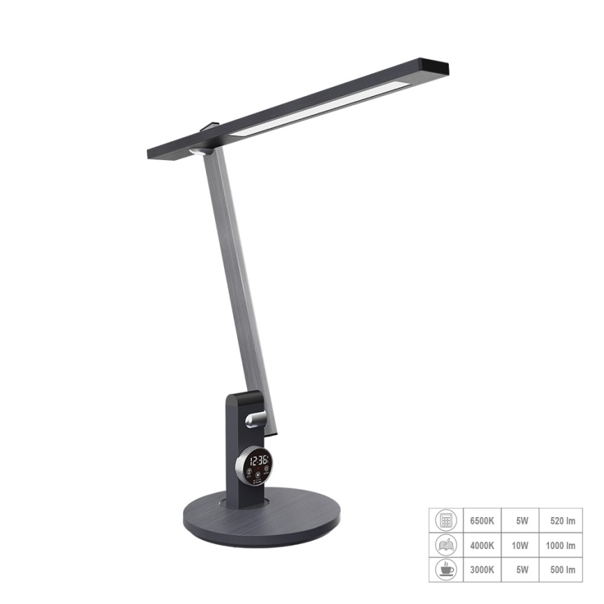 Prezent 31215 - LED Aptumšojama skārienvadāma pielāgojama galda lampa ar ekrāns PUNK LED/12W/230V 3000-6500K