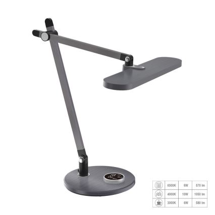 Prezent 31216 - LED Aptumšojama skārienvadāma pielāgojama galda lampa ar ekrāns ZIPP LED/12W/230V 3000-6500K