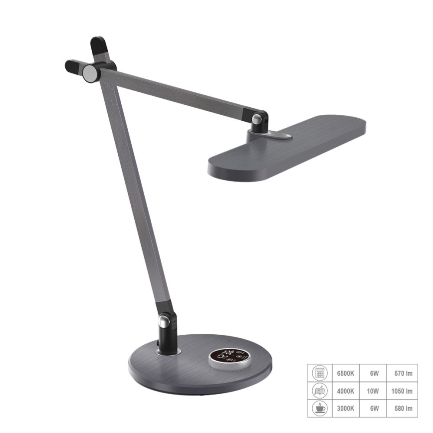 Prezent 31216 - LED Aptumšojama skārienvadāma pielāgojama galda lampa ar ekrāns ZIPP LED/12W/230V 3000-6500K