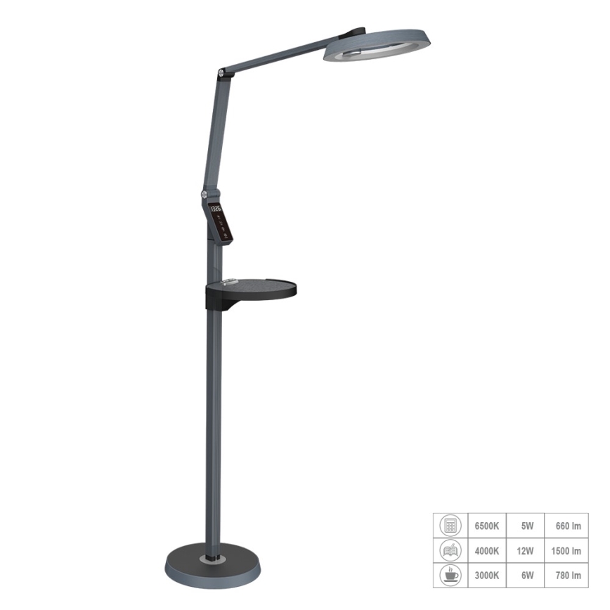 Prezent 31220 - LED Aptumšojama skārienvadāma grīdas stāvlampa SALSA LED/15W/230V USB