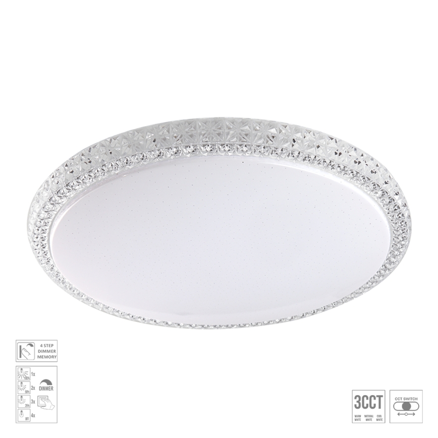 Prezent 71340 - Aptumšojams LED griestu gaismeklis AMBIA LED/40W/230V 3000/4000/6500K Ø 49,5 cm caurspīdīgs
