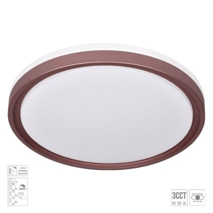 Prezent 71344 - FLOREN regulējamā LED griestu lampa, 30 W, 230 V, 3000/4000/6500 K, diametrs 41,5 cm, brūna