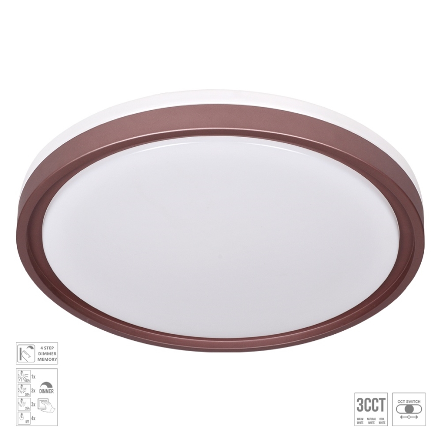 Prezent 71344 - FLOREN regulējamā LED griestu lampa, 30 W, 230 V, 3000/4000/6500 K, diametrs 41,5 cm, brūna