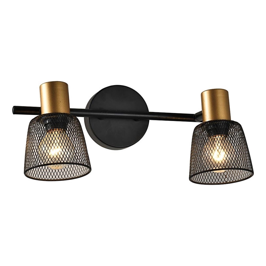 Prezent 75471 - Sienas starmetis DAYTONA 2xE14/40W/230V melna/zelta