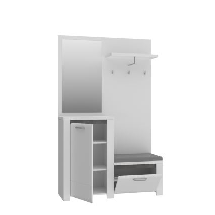 Priekšnama siena ar spoguli HIRO balta/pelēka