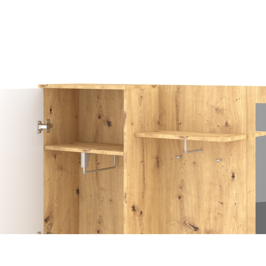 Priekšnama siena ar spoguli NOLAN artisan ozols/balts