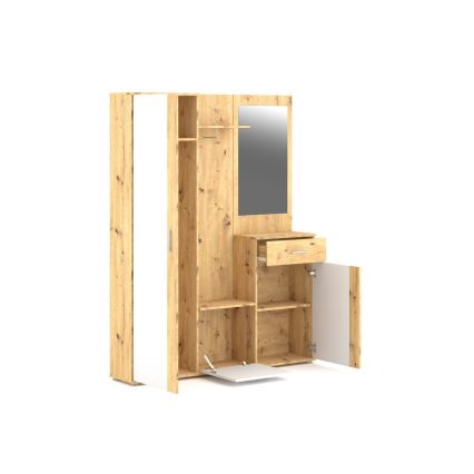 Priekšnama siena ar spoguli NOLAN artisan ozols/balts