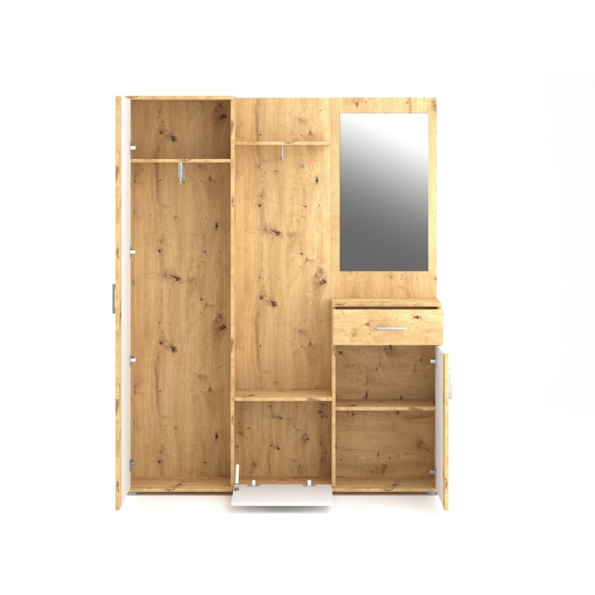 Priekšnama siena ar spoguli NOLAN artisan ozols/balts