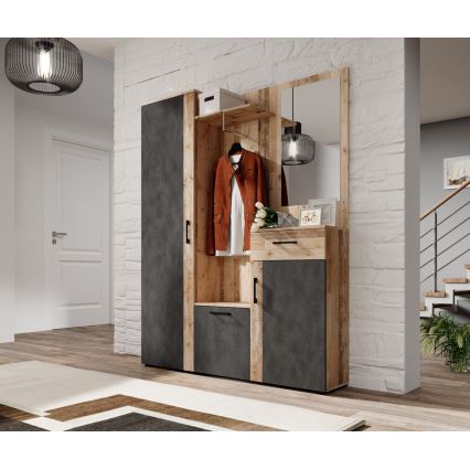 Priekšnama siena ar spoguli NOLAN brūna/grafīta