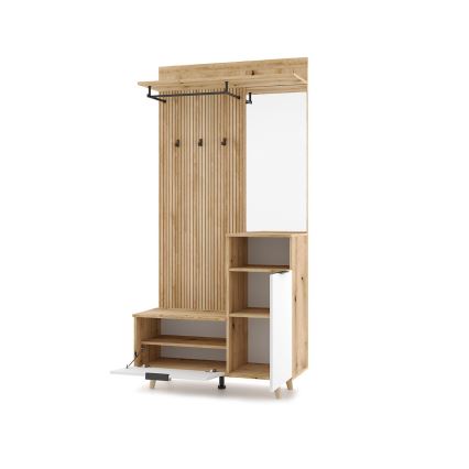 Priekšnama siena ar spoguli SVEN brūna/balta