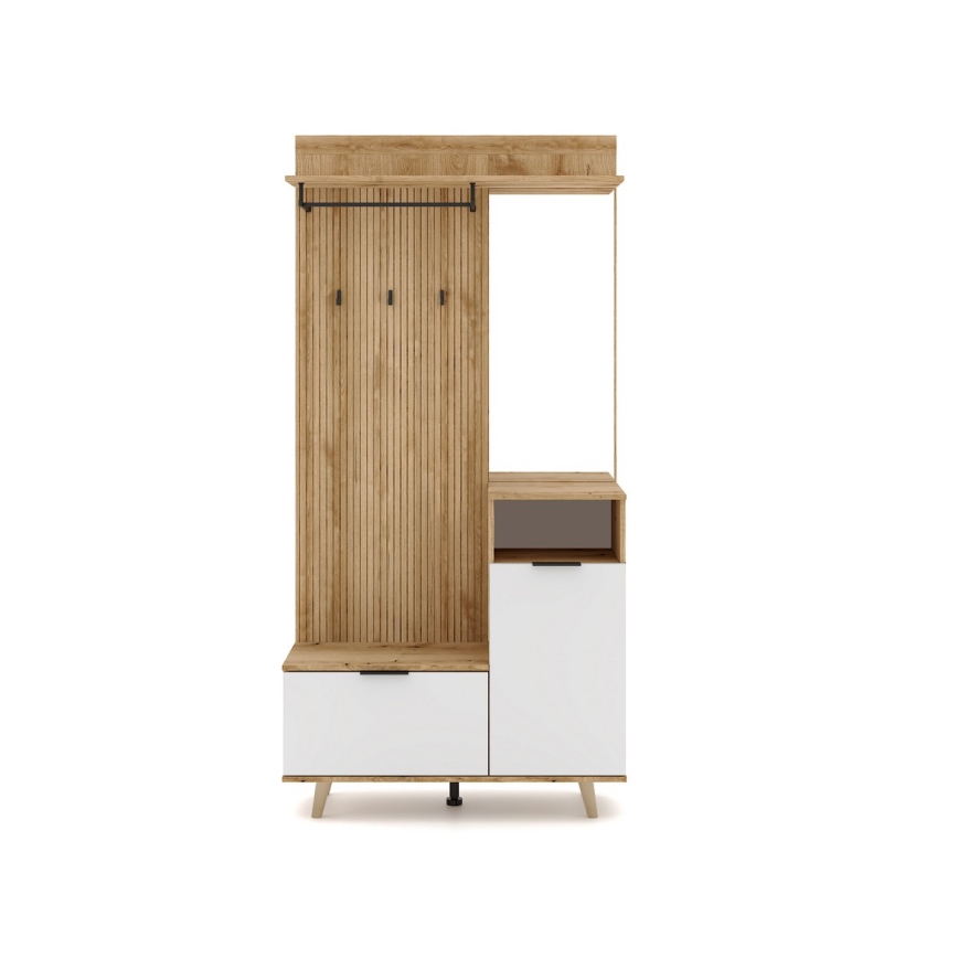 Priekšnama siena ar spoguli SVEN brūna/balta