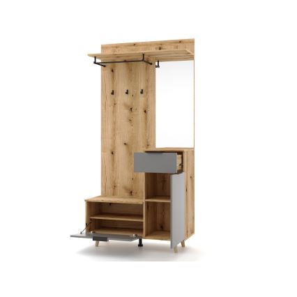 Priekšnama siena ar spoguli SVEN brūna/grafīts