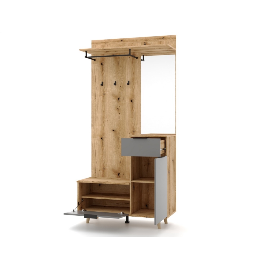 Priekšnama siena ar spoguli SVEN brūna/grafīts