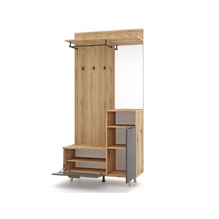 Priekšnama sienas elements ar spoguli SVEN — brūns/grafīts