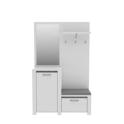 Priekšnama sienas mēbele ar spoguli HIRO balta/pelēka