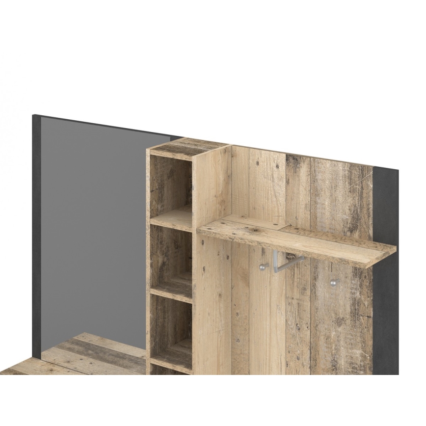 Priekšnama sienas sekcija ar spoguli KEVIN, brūna/melna