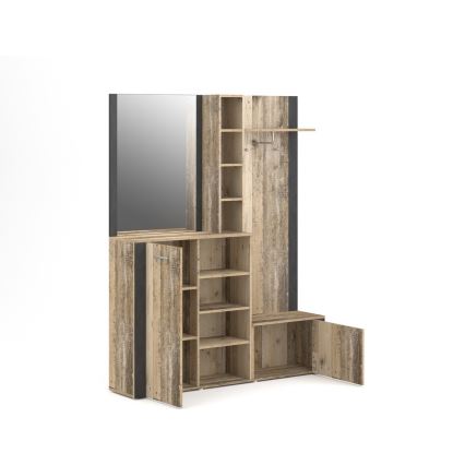 Priekšnama sienas sekcija ar spoguli KEVIN, brūna/melna