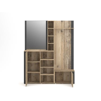 Priekšnama sienas sekcija ar spoguli KEVIN, brūna/melna