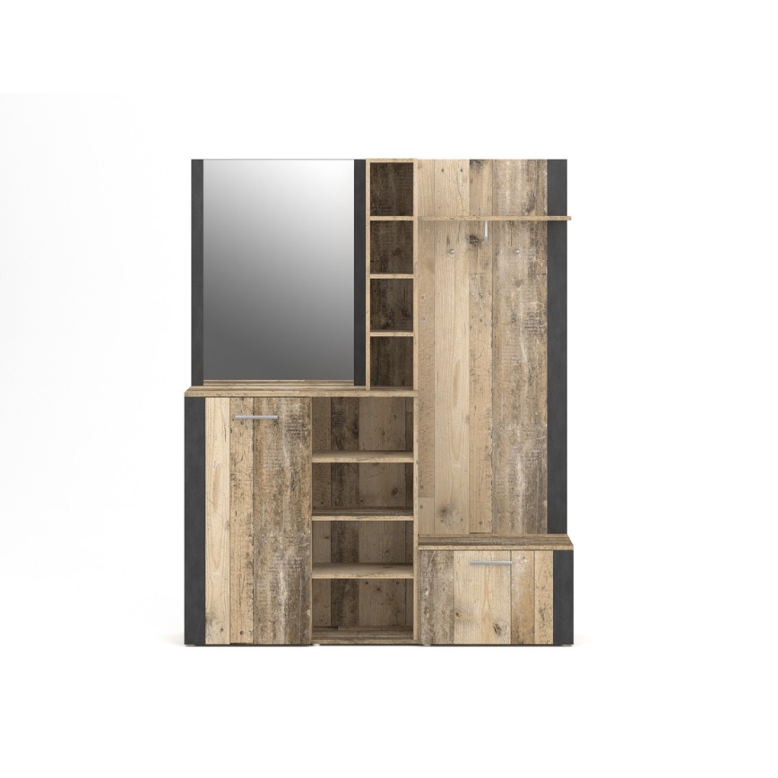 Priekšnama sienas sekcija ar spoguli KEVIN, brūna/melna