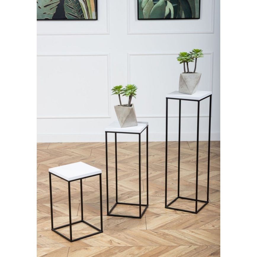 Puķu statīvs BASICLOFT 80x24 melns/balts