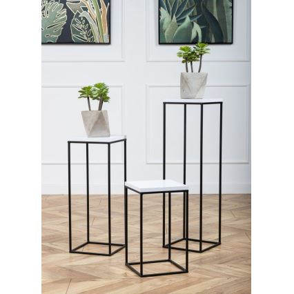 Puķu statīvs BASICLOFT 80x24 melns/balts