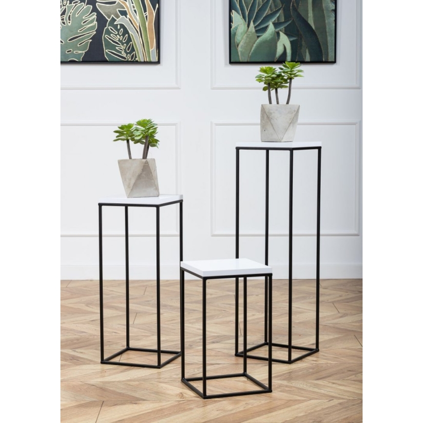 Puķu statīvs BASICLOFT 80x24 melns/balts